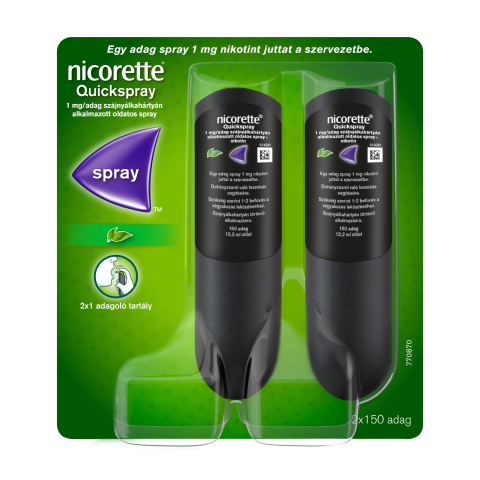 NICORETTE® QUICKSPRAY 1mg/adag szájnyálkahártyán alkalmazott oldatos spray 2x13,2ml