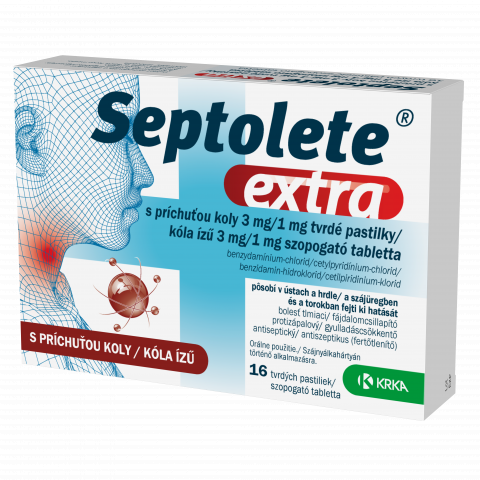 SEPTOLETE EXTRA KÓLA ízű 3mg/1mg szopogató tabletta 16db